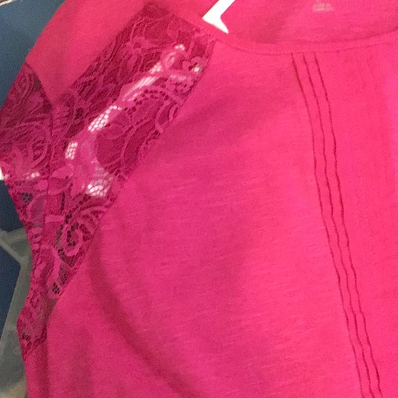 HANNAH lacey woman's top good length sz L rose - Picture 2 of 5